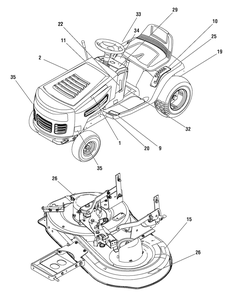 Decal Group Diagram and Parts List for 7800565-RT125380 2009 Briggs and Stratton Lawn Tractor